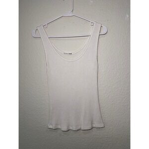 Reformation Jeans White Ribbed Tank Top Sleeveless Scoop Neck Made in USA Size S